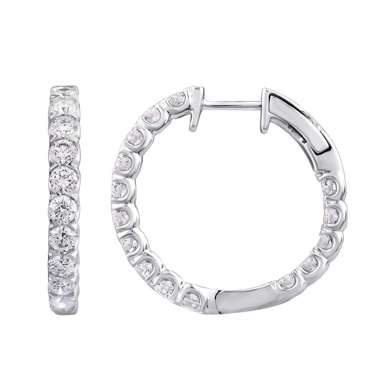 Adamante 2-1/2 ct. tw. Round Brilliant Lab-Grown Diamond Hoop Earrings in 14K White Gold - LG-AEF5168HS214W