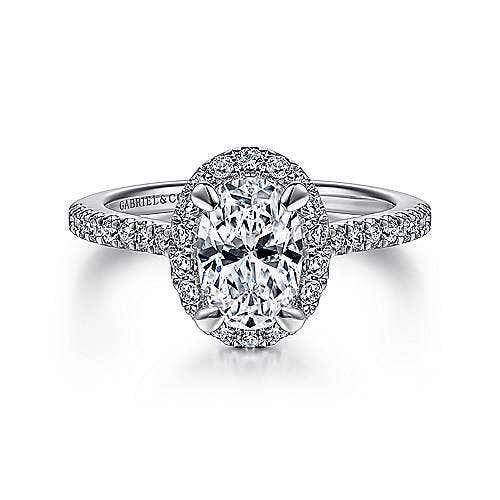 Gabriel & Co. 1/3 ct. tw. Oval Semi-Mount Diamond Halo Engagement Ring in 14K White Gold - ER14725O4W44JJ