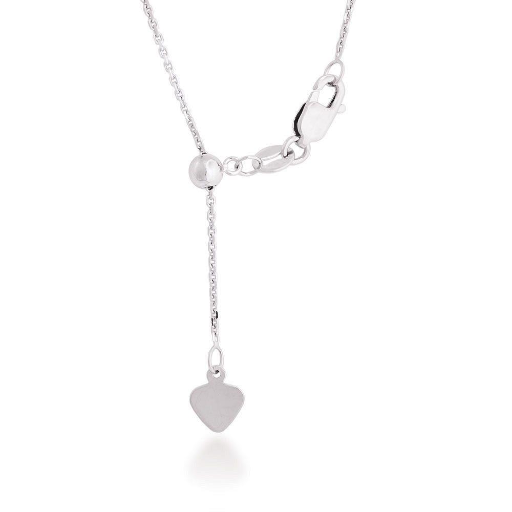 White Gold Adjustable Cable Chain - AWCAB1-22
