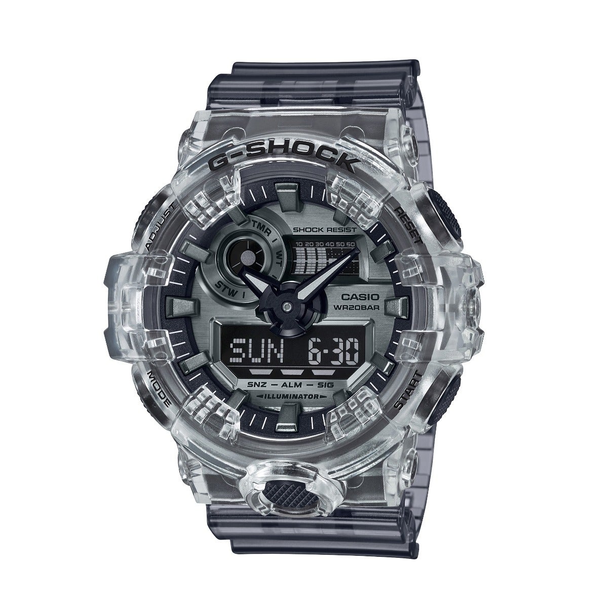 G-Shock Men's Super Illuminator Black and Skeleton Gray Watch - GA-700SK-1ACR