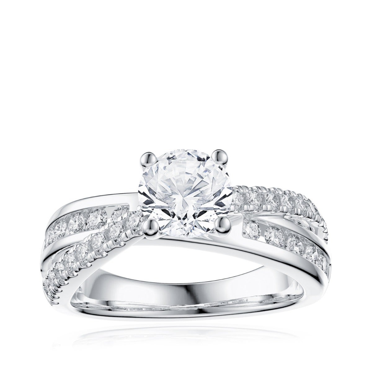 Evere 1/2 ct. tw. Diamond Multi Row Criss Cross Semi-Mount Engagement Ring