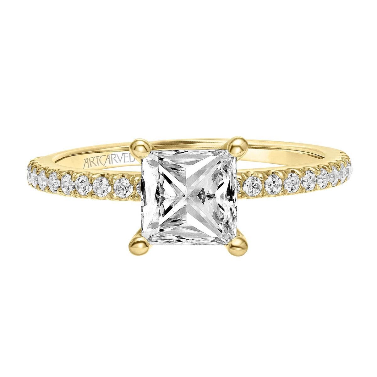 Artcarved Classic 1/4 ct. tw. Princess Cut Diamond Semi-Mount Engagement Ring in 14K Yellow Gold - 31-V544CCY-E.00-14KY