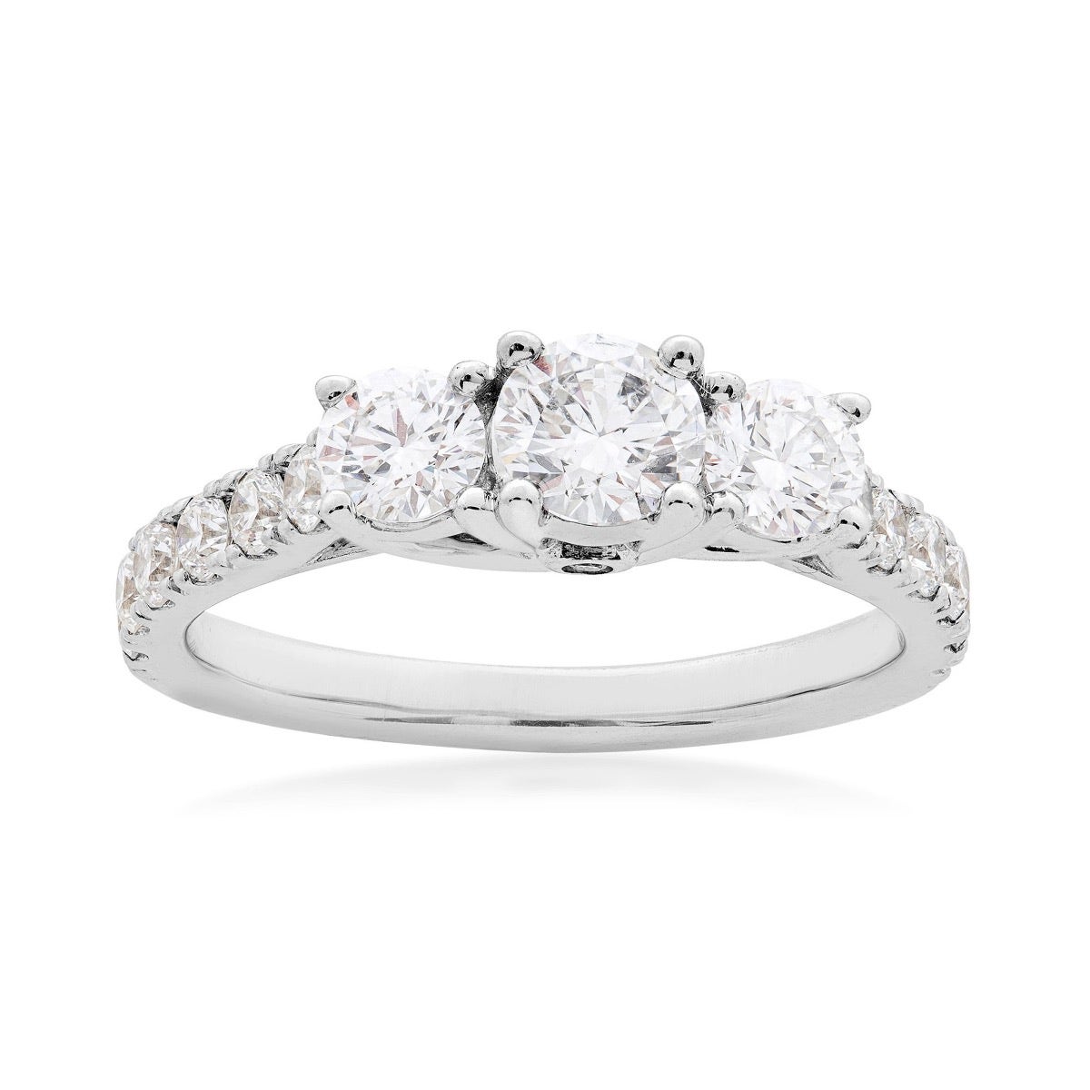 Adamante 1-1/2 ct. tw. Lab-Grown Round Brilliant 3-Stone Diamond Engagement Ring in 14K White Gold