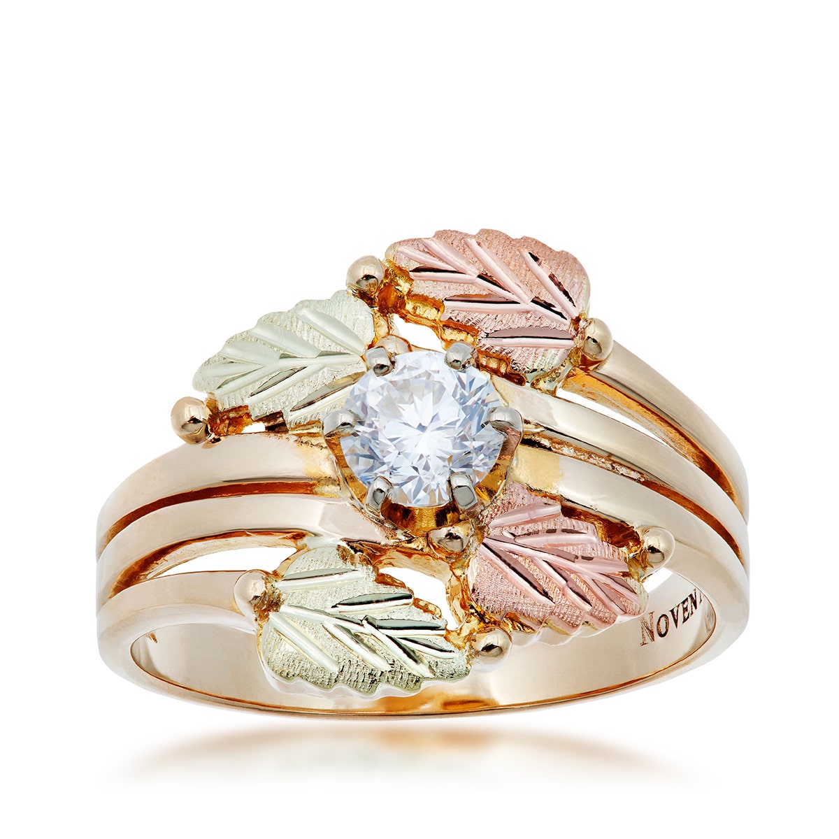 10K yellow gold Black Hills Gold 1/3 ct. tw. Noventa round diamond solitaire engagement ring