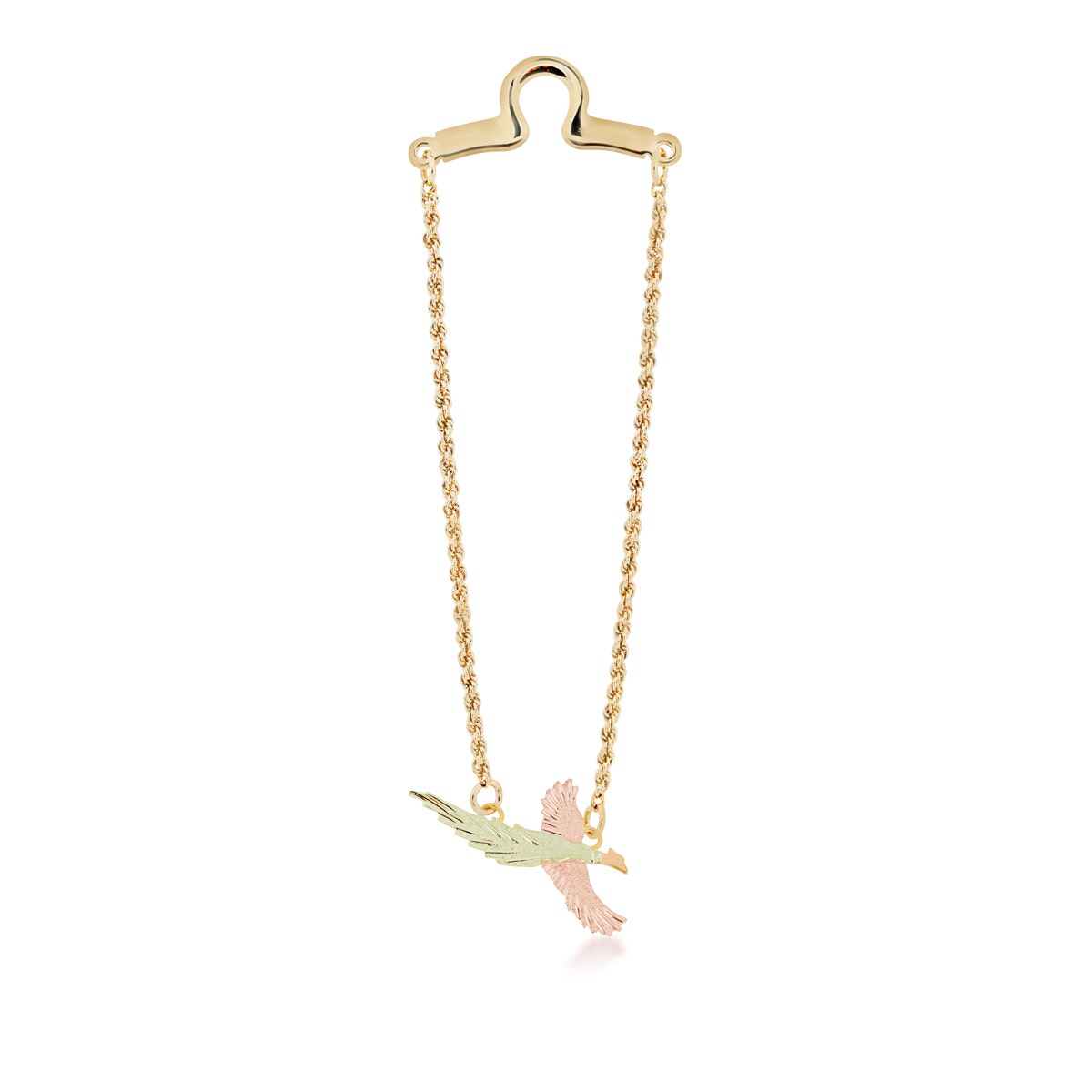 10K yellow gold Black Hills Gold men's pheasant tie chain