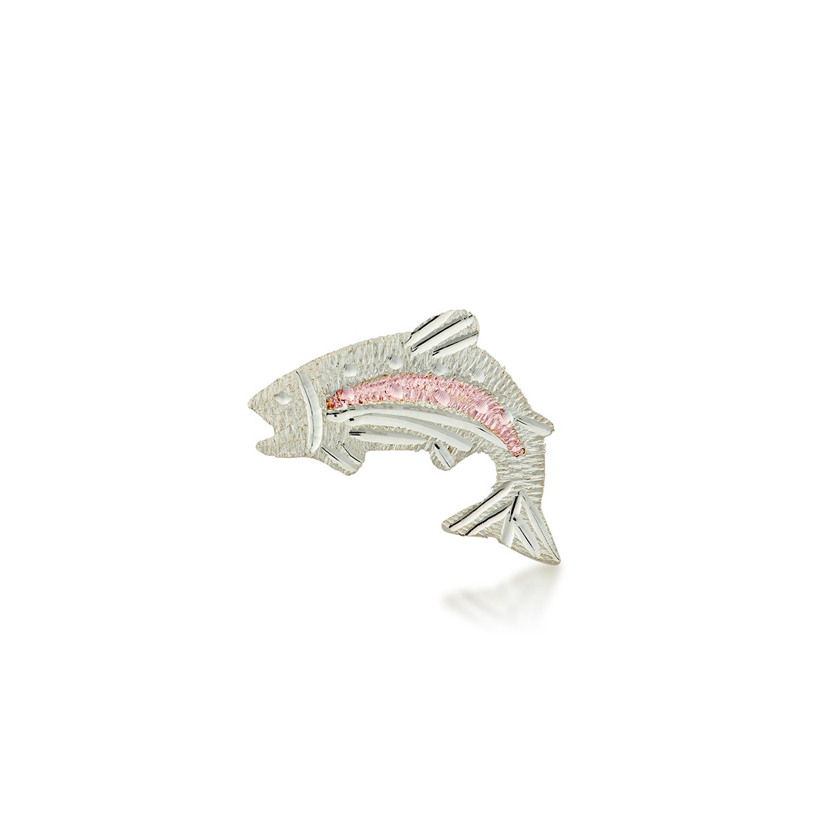 12K green and pink gold Black Hills Gold men's rainbow trout tie tack
