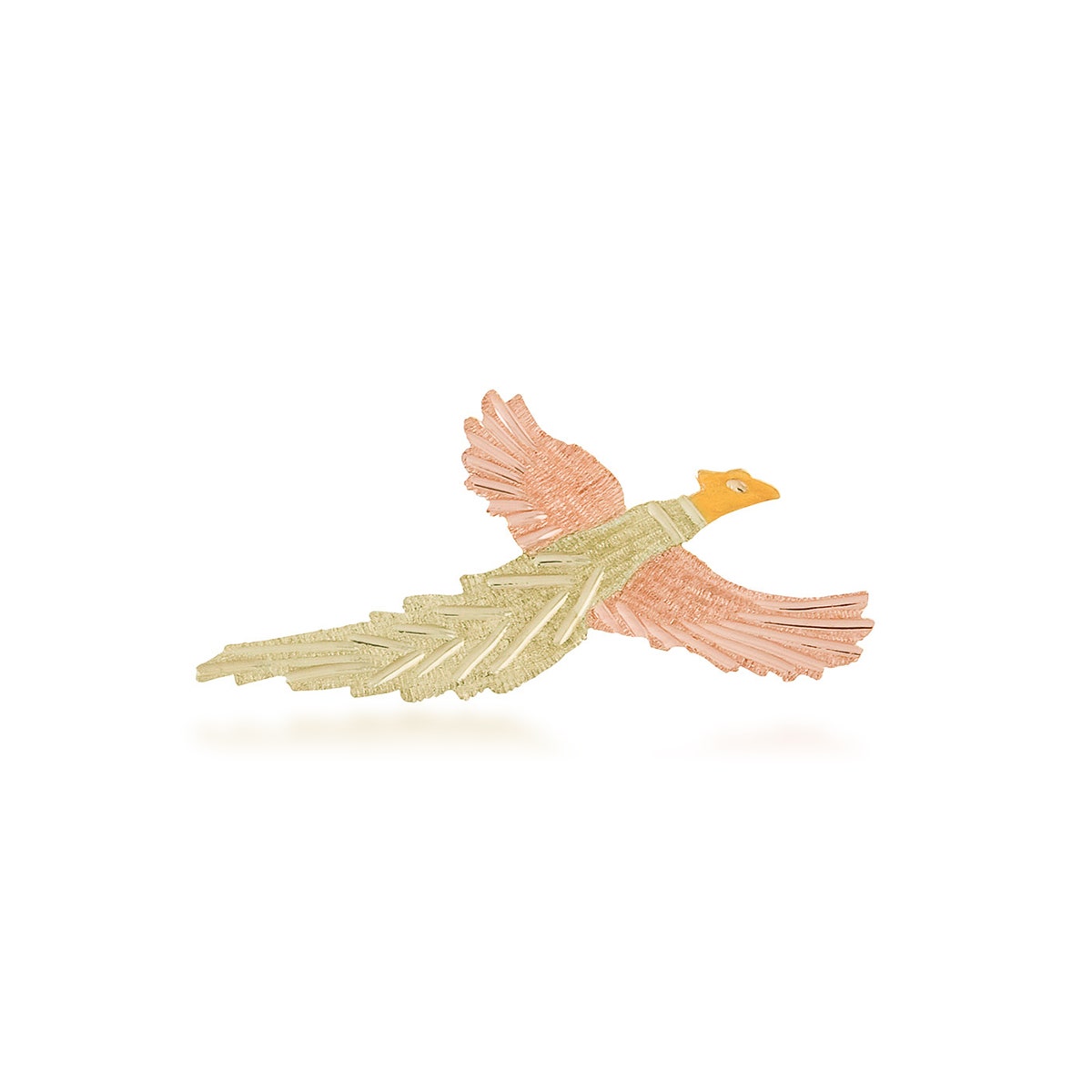 12K green and pink gold Black Hills Gold men's pheasant tie tack