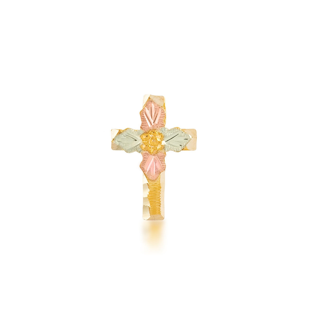 10K yellow gold Black Hills Gold cross tie tack with grape cluster center