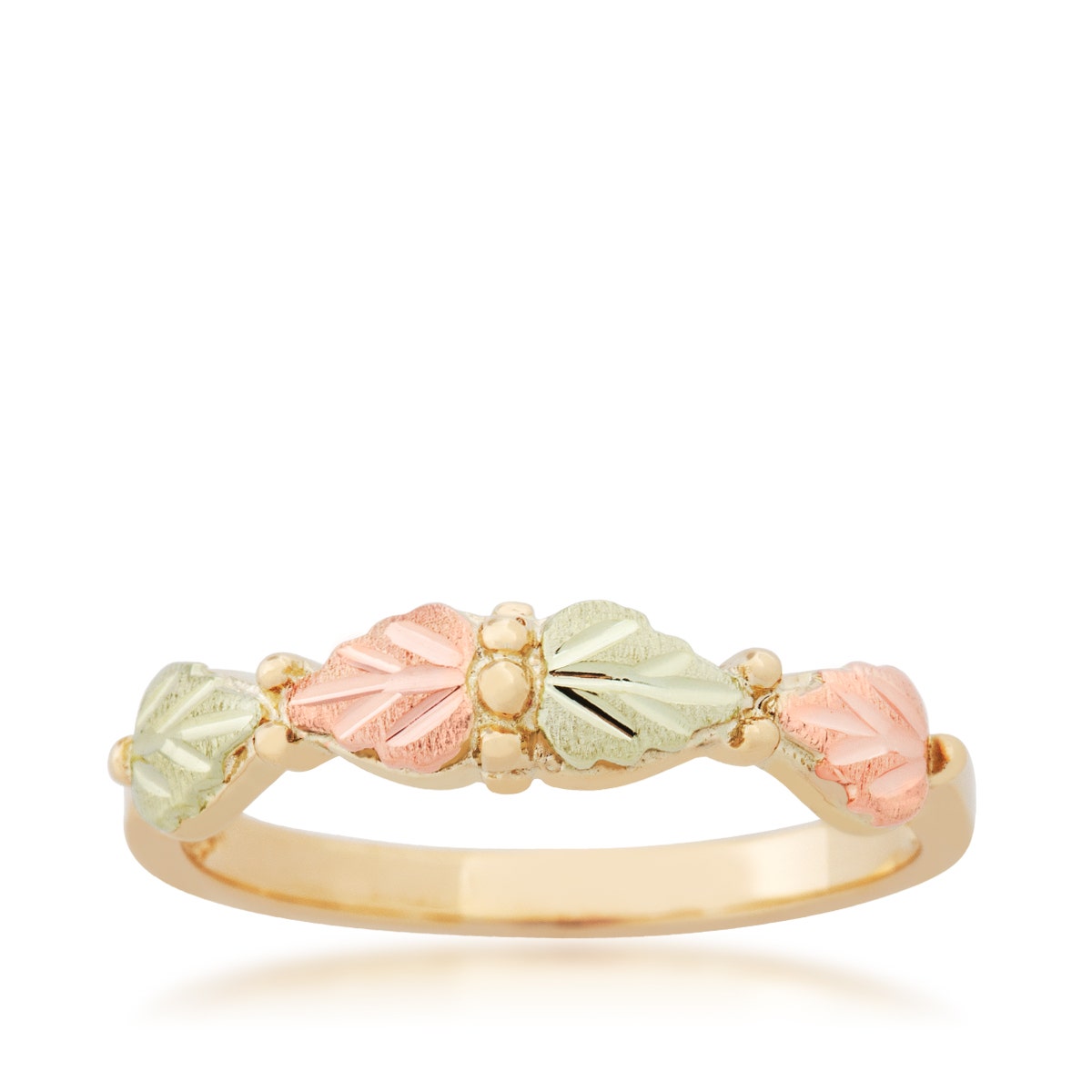 10K yellow gold Black Hills Gold four leaf milgrain ring