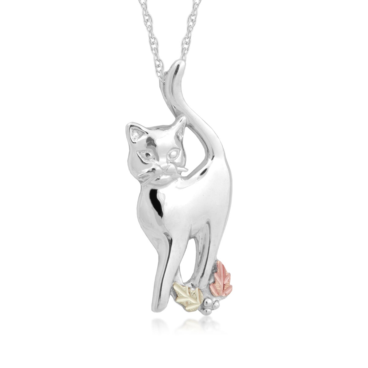 sterling silver Black Hills Gold cat pendant