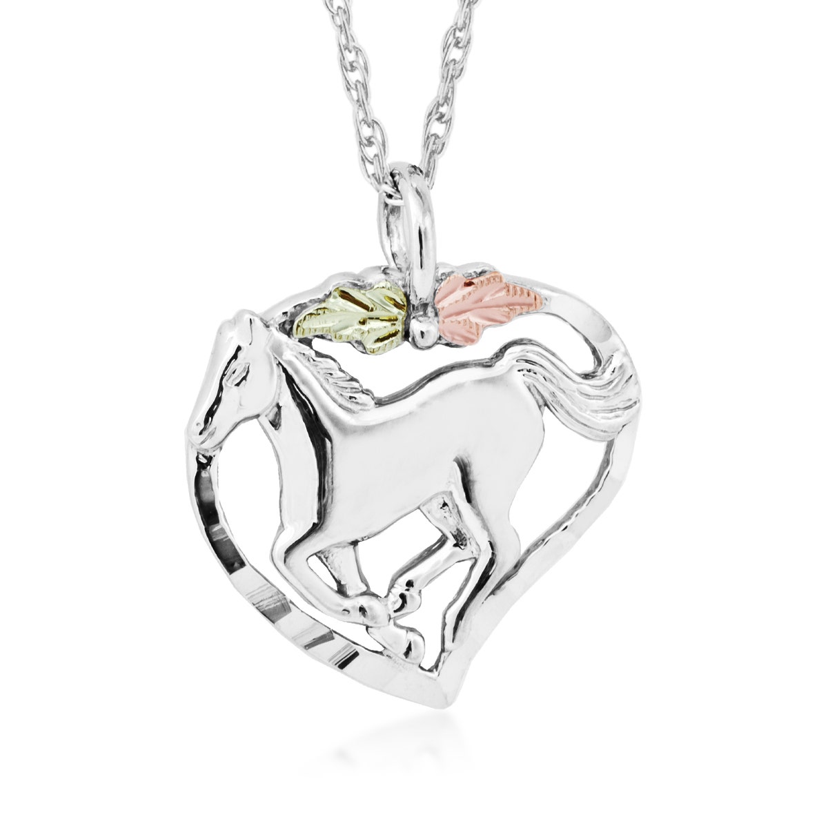 sterling silver Black Hills Gold running horse pendant