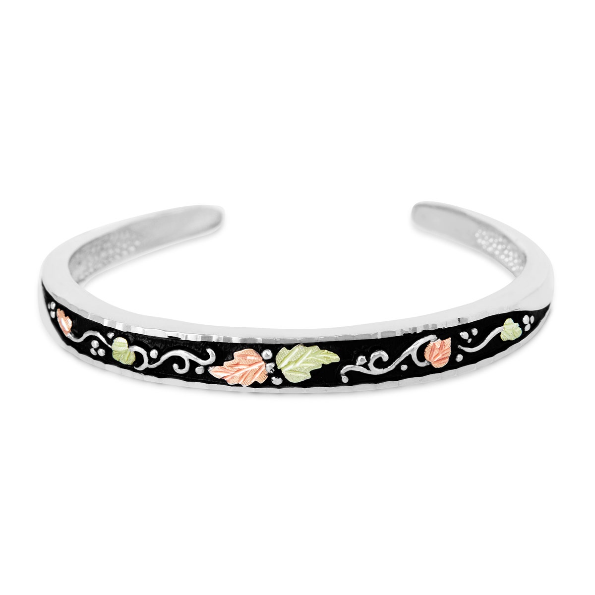 sterling silver Black Hills Gold antiqued cuff bracelet 