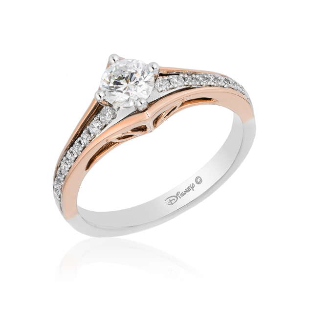 Enchanted Disney Aurora 5/8 ct. tw. Round Brilliant Diamond Engagement Ring in 14K White and Pink Gold