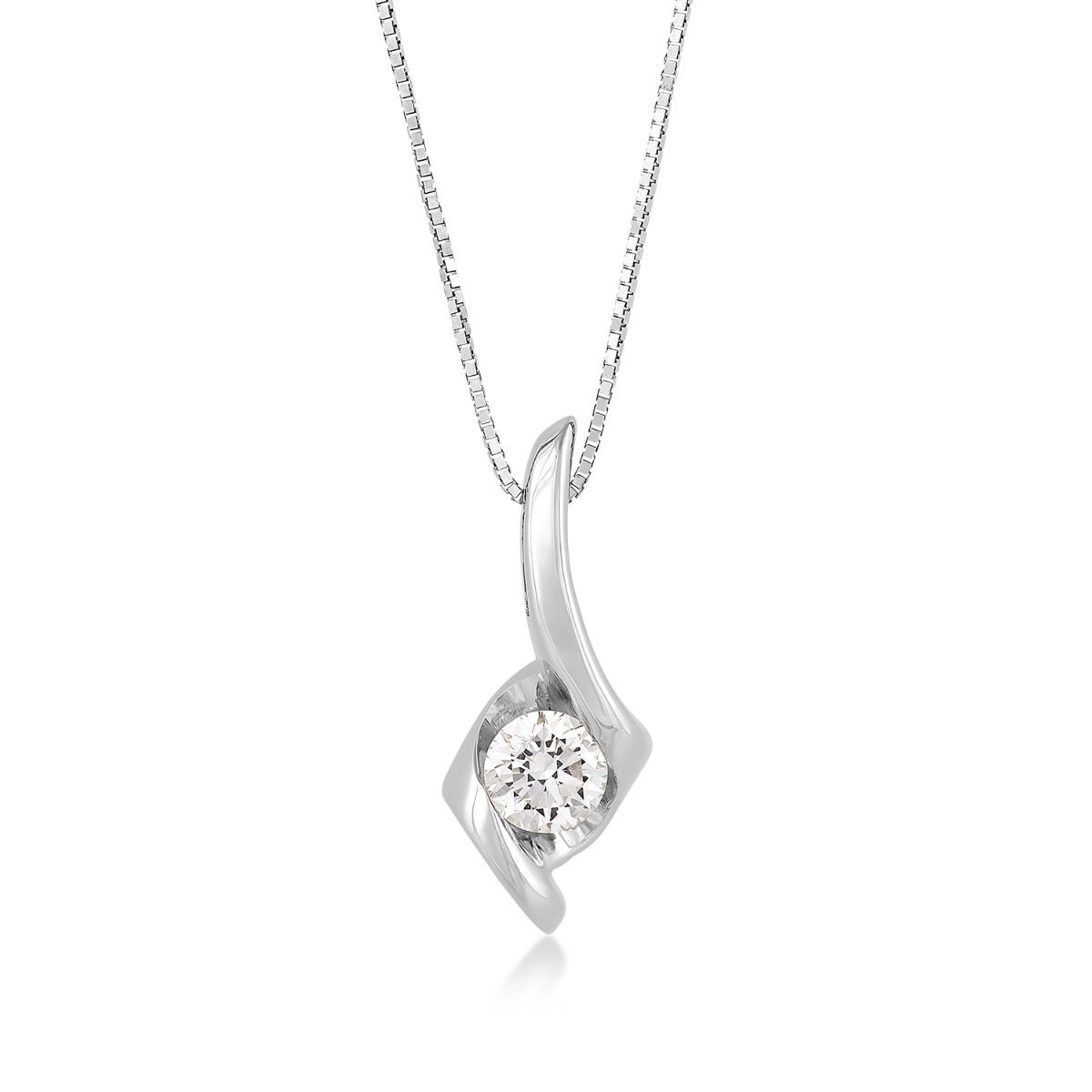 Sirena 1/4 ct. tw. Round Diamond Swirl Pendant in 14K White Gold
