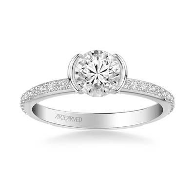 ArtCarved Contemporary 1/3 ct. tw. Diamond Semi-Mount Engagement Ring in 14K White Gold - 31-VZ836DRS-E