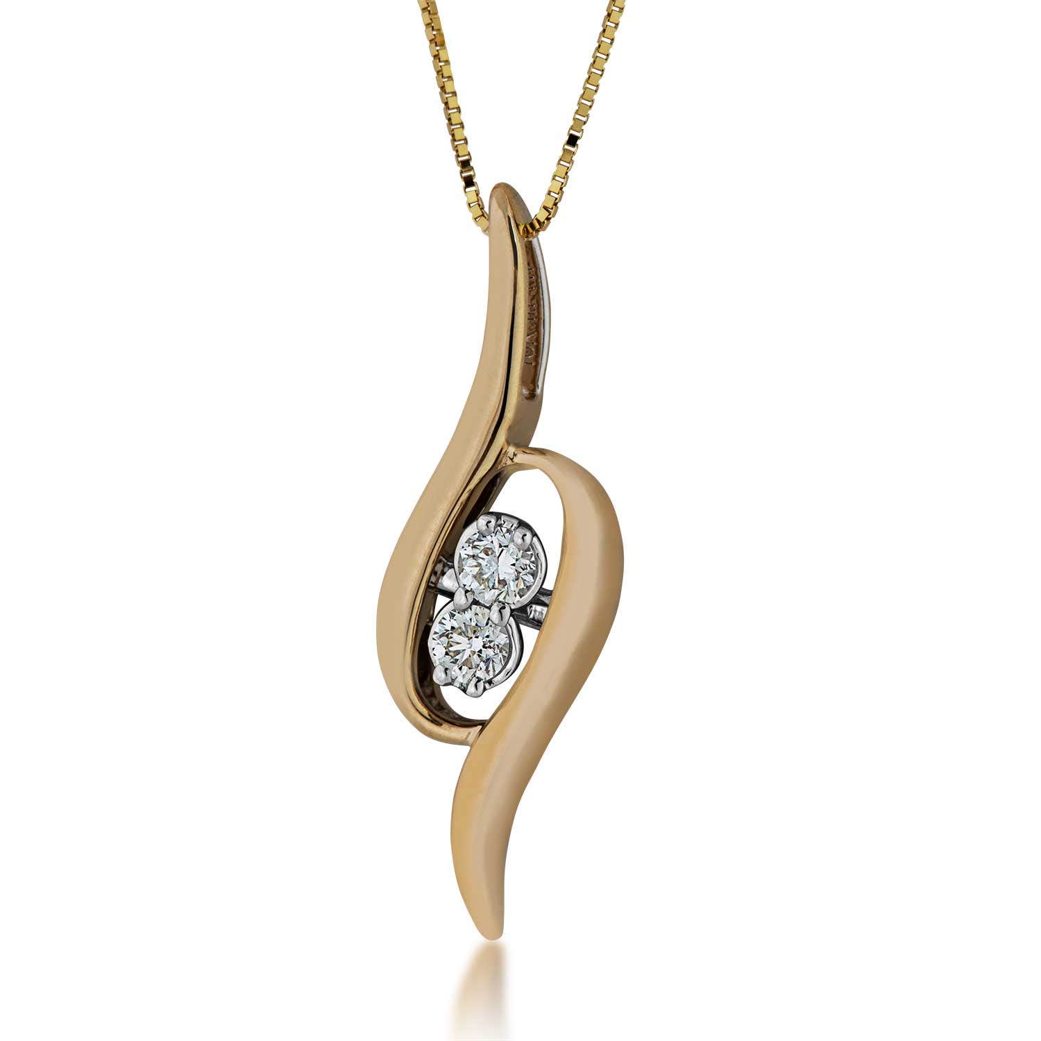 Sirena Twist 1/7 ct. tw. Round 2 Stone Diamond Pendant in 10K Two-Tone Gold - JSI3325TR5J-10WY
