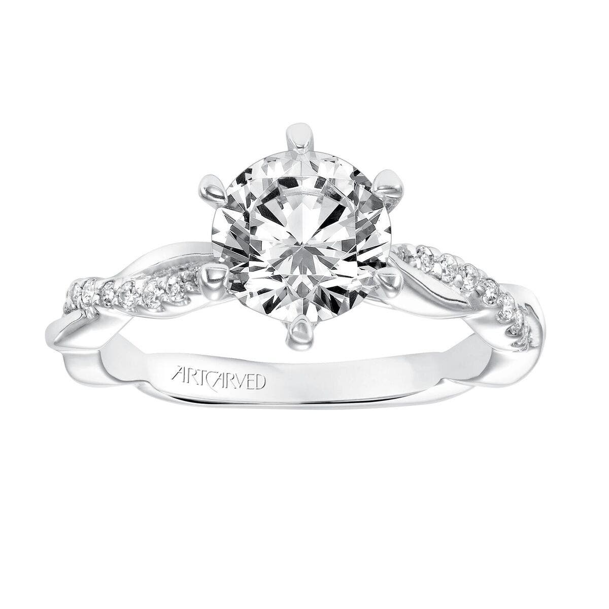Artcarved Contemporary 1/7 ct. tw. Diamond Twist Semi-Mount Engagement Ring in 10K White Gold - 31-V659DRW-E.00-14W