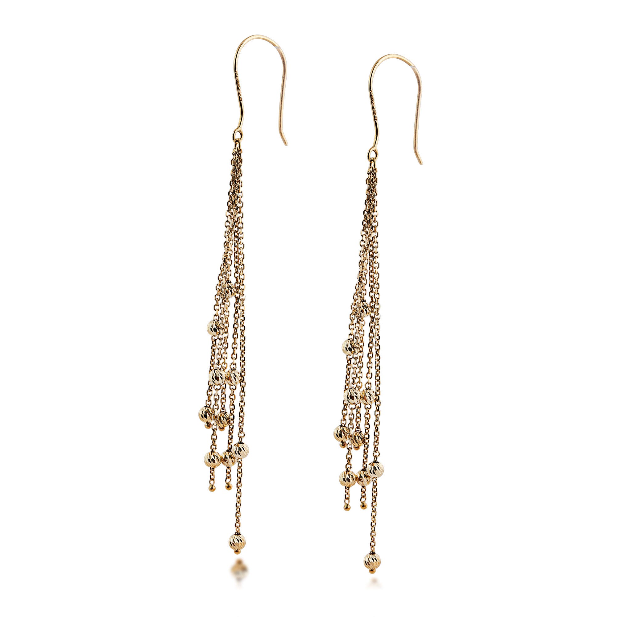Ladies' Dangle Bead Earrings in 10K Yellow Gold - TRE042792Y@