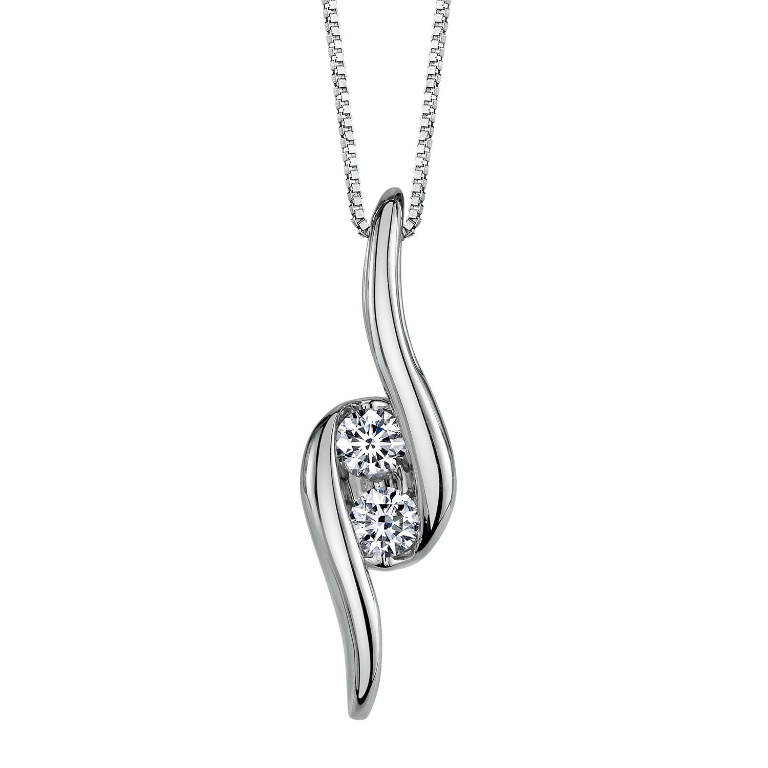 Sirena 1/3 ct. tw. Diamond 2 Stone Pendant in 10K White Gold - JSI3318WR5J-10KW