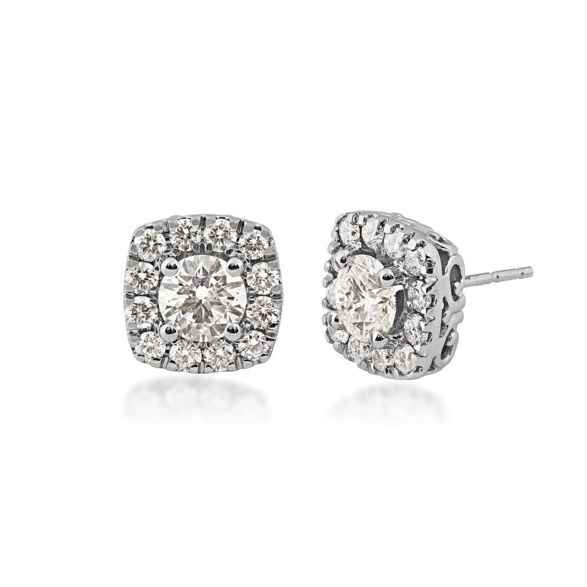 Adamante 2 ct. tw. Round Lab-Grown Diamond Halo Earrings in 14K White Gold - LG-AEF6028HS2J14W