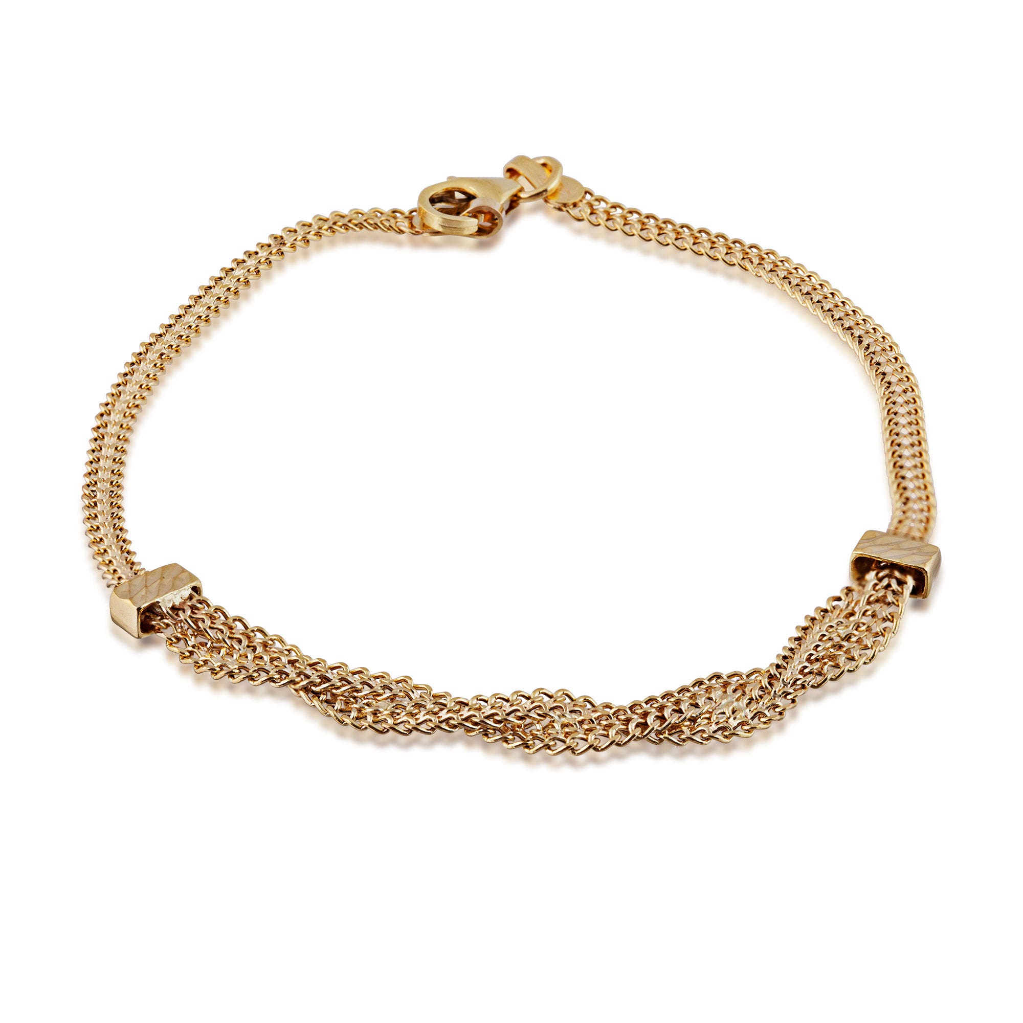 Ladies' Braided Curb 7.5" Bracelet in 10K Yellow Gold - 10KBRD48-7.5TD