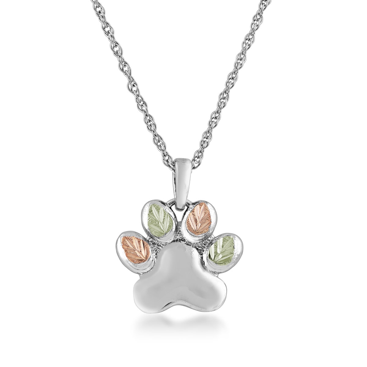 Sterling silver Black Hills Gold paw print pendant