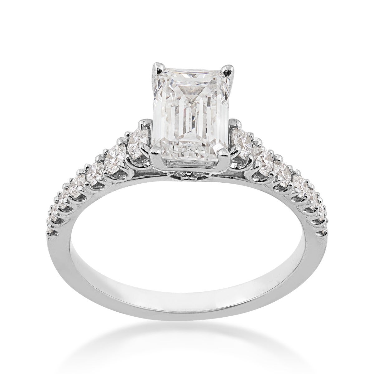 lab-grown emerald cut diamond white gold engagement ring