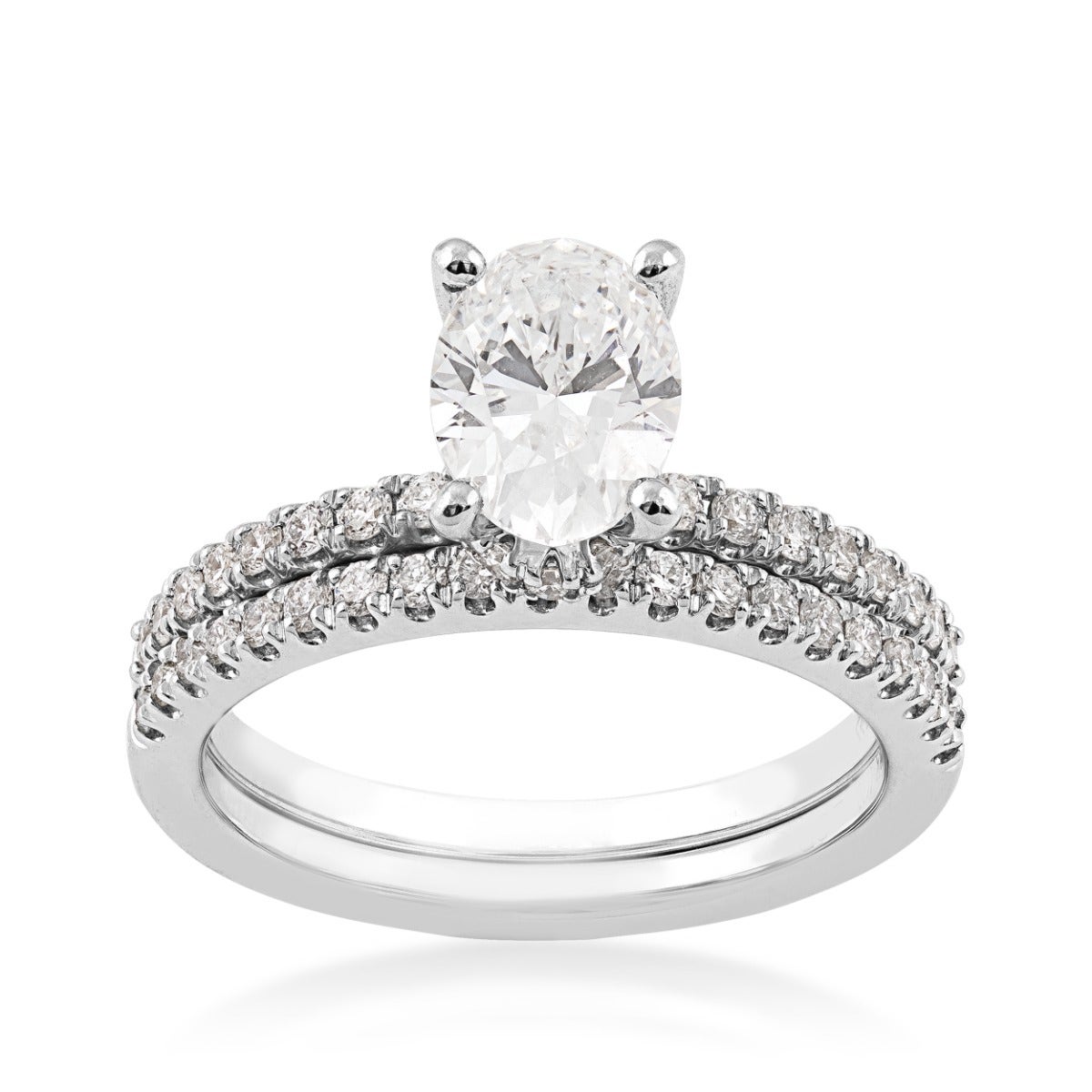 lab-grown oval diamond white gold wedding set