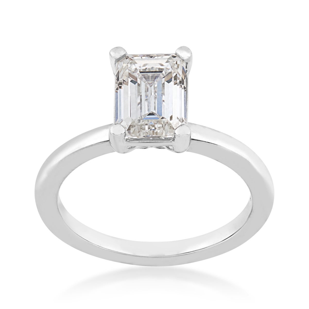 Lab-Grown Emerald Cut Diamond Solitaire Engagement Ring in 14K White Gold