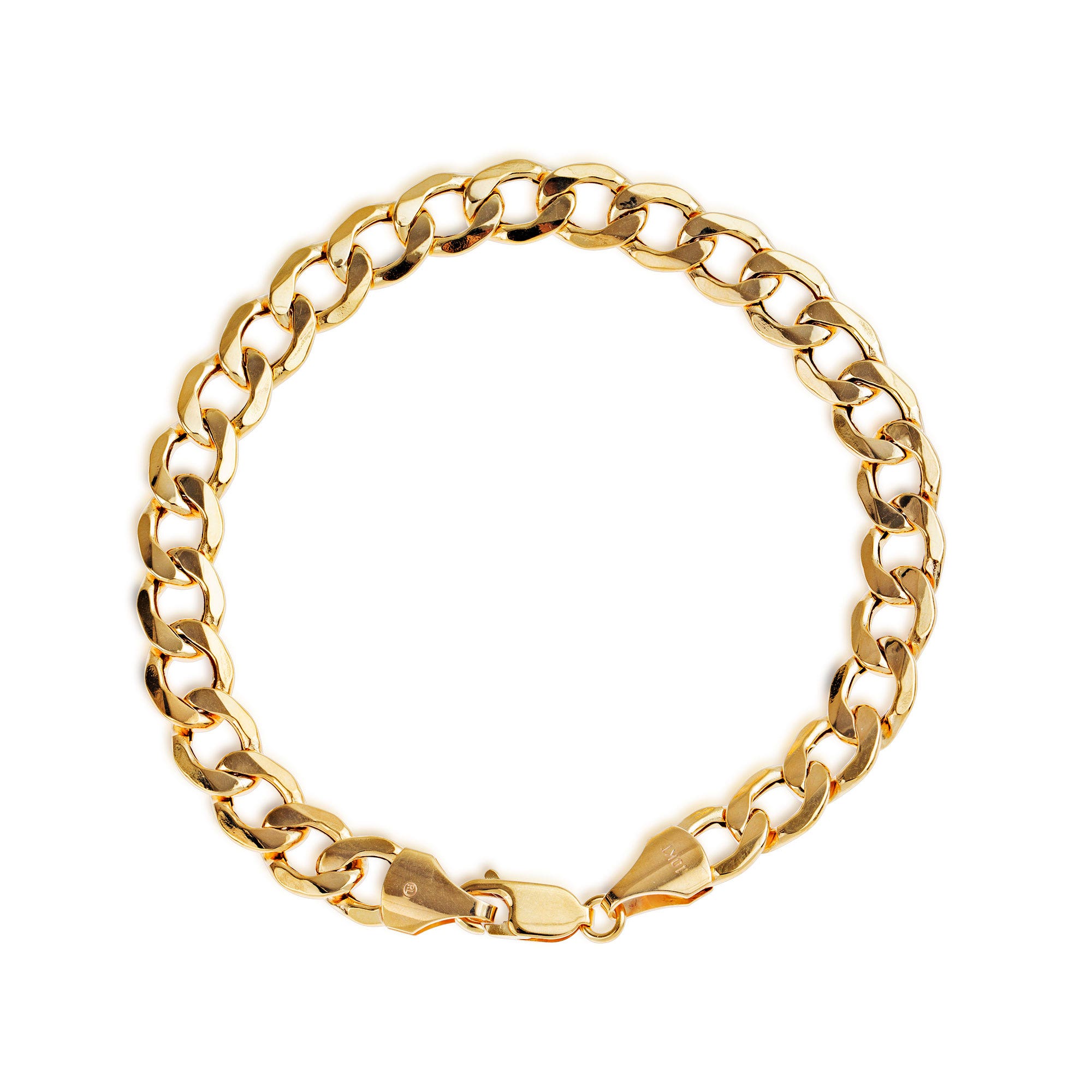 Men's 8.8MM Hallow 9" Curb Bracelet in 10K Yellow Gold - TRC0384Y9@