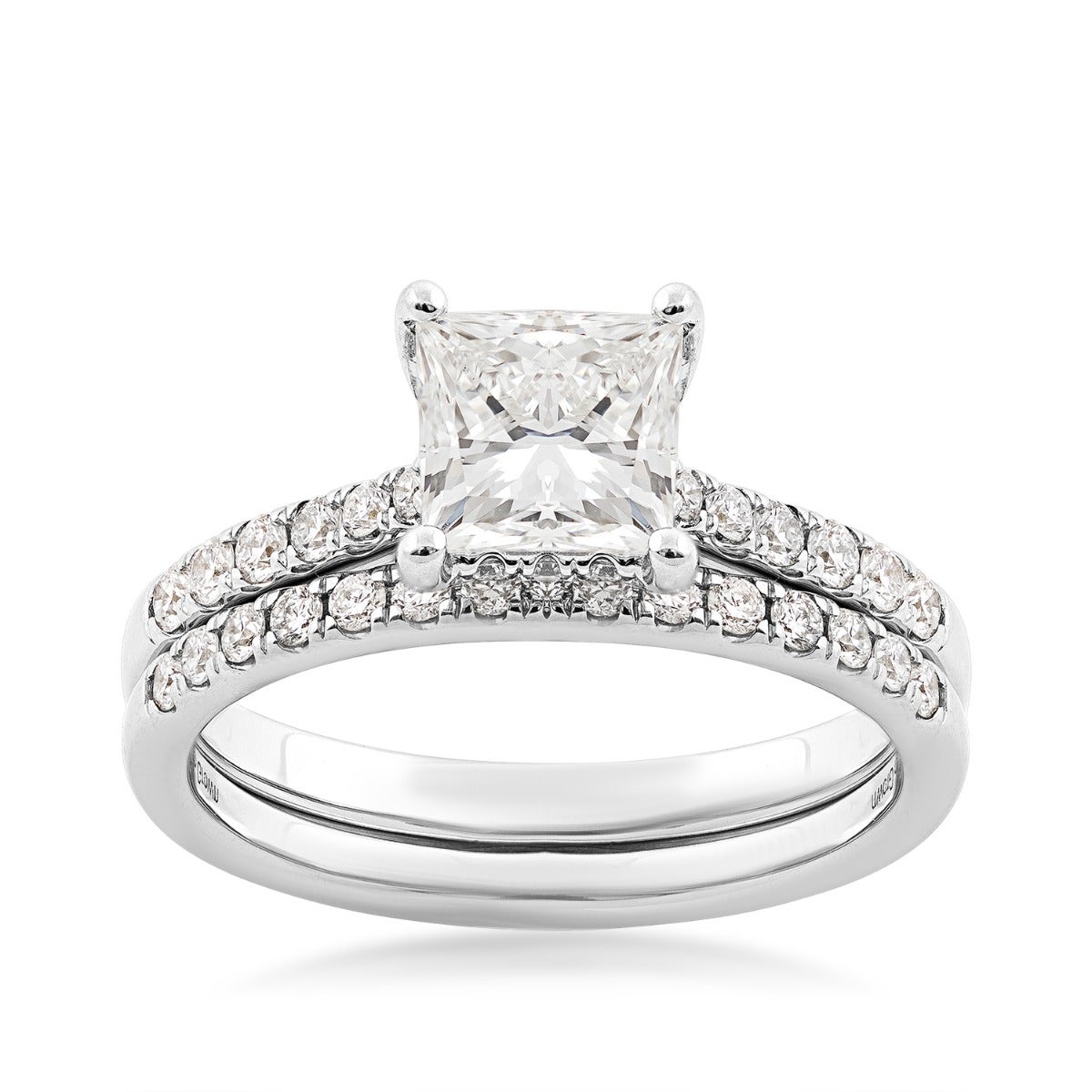 Adamante 2 ct. tw. Lab-Grown Princess Cut Diamond Wedding Set in 14K White Gold