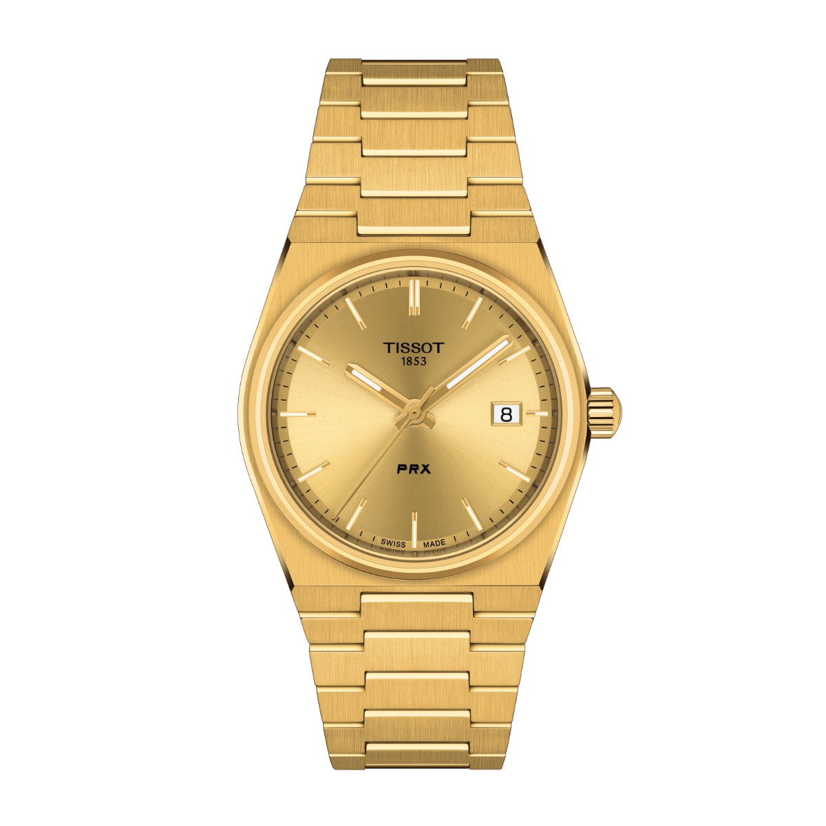 gold-tone stainless steel watch with champagne dial