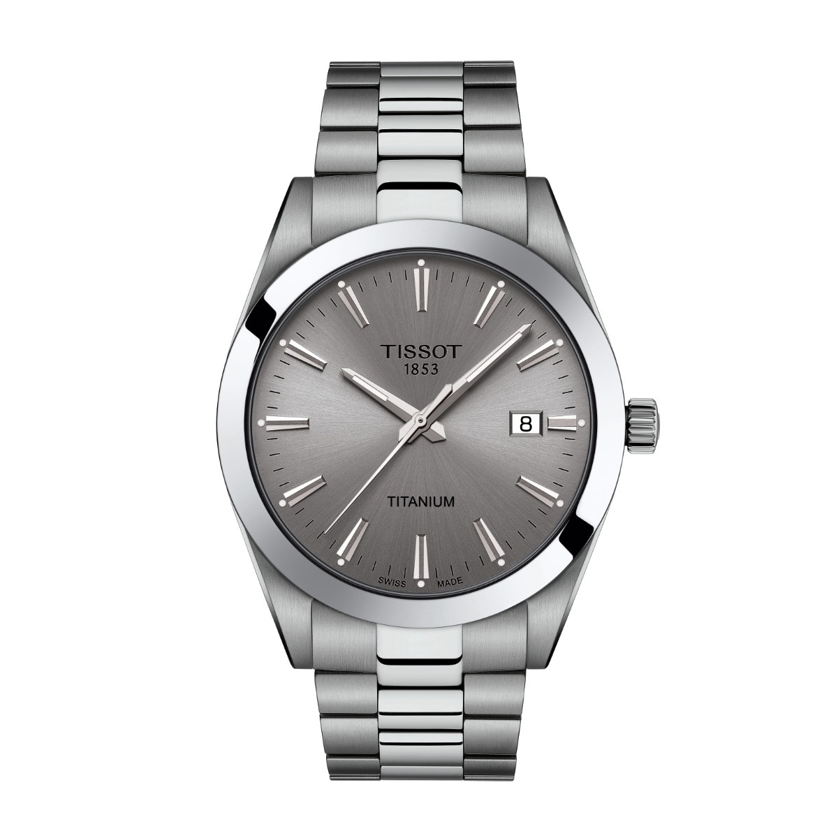 titanium watch with silver dial