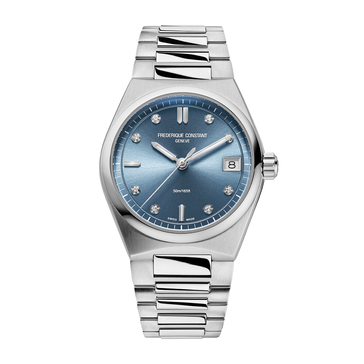 Stainless Steel diamond accent blue dial Frederique Constant watch