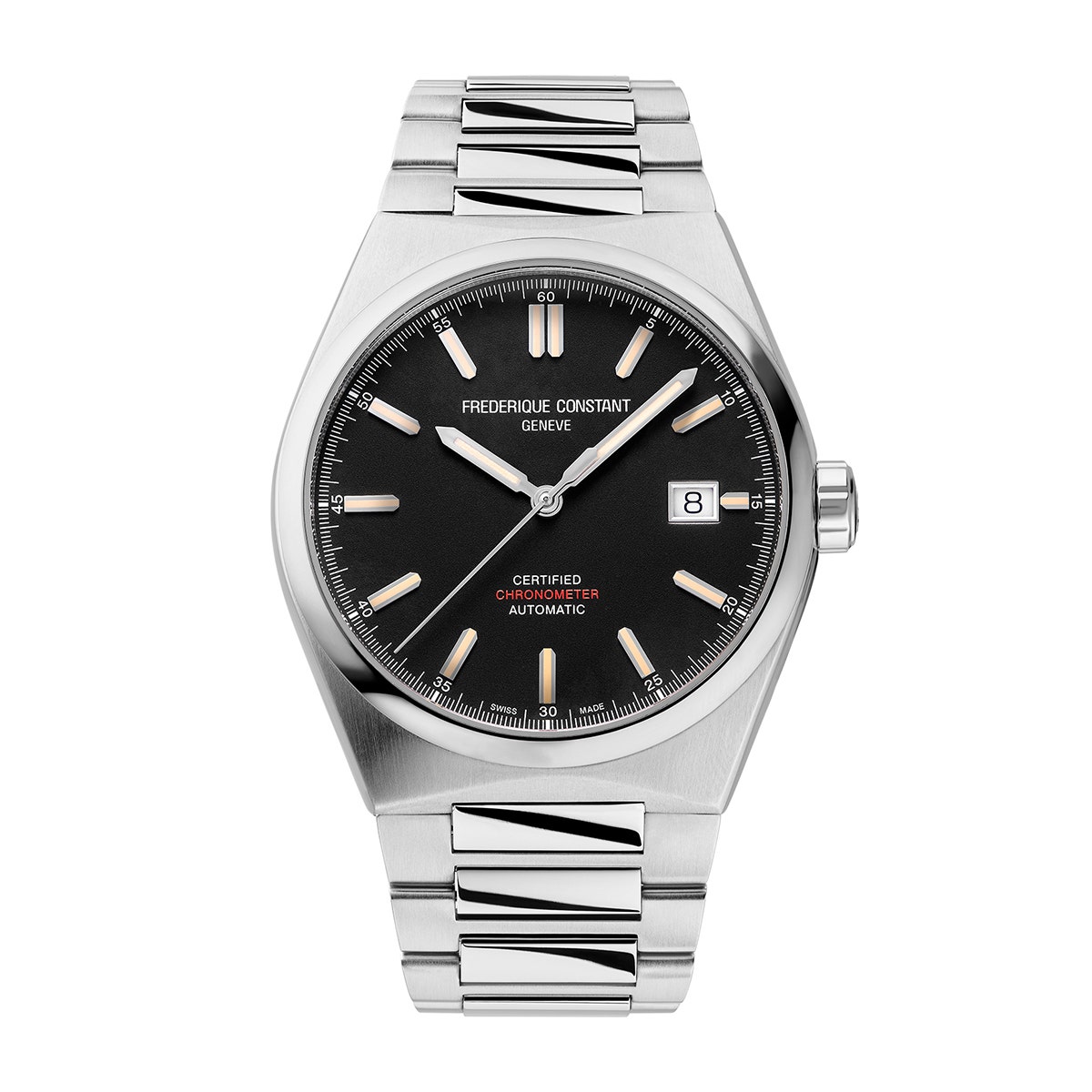 Stainless steel black dial automatic Frederique Constant watch