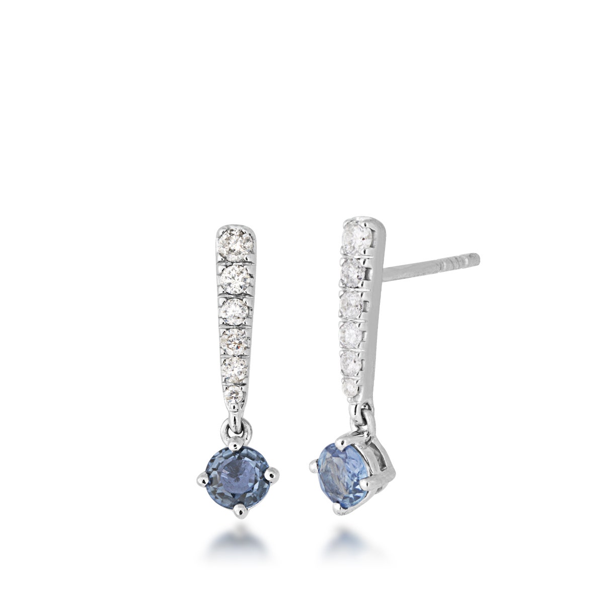 yogo sapphire and diamond white gold earrngs