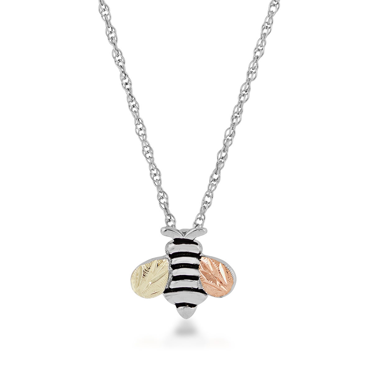sterling silver Black Hills Gold bee pendant 