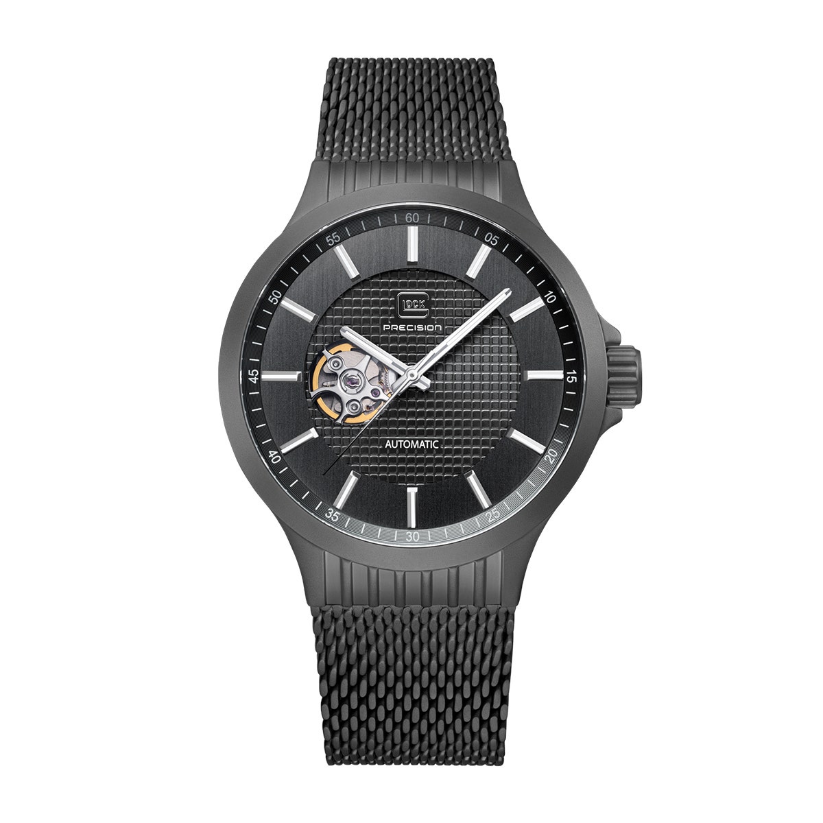 Glock Men's Automatic Stainless Steel Watch with Gunmetal Dial & Silicone Strap