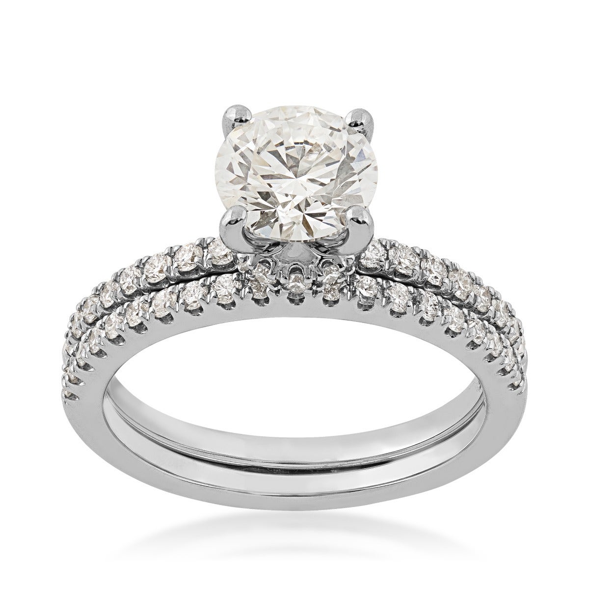 Adamante 1-3/4 ct. tw. Round Lab-Grown Diamond Wedding Set in 14K White Gold - ARB9250HS214W-175