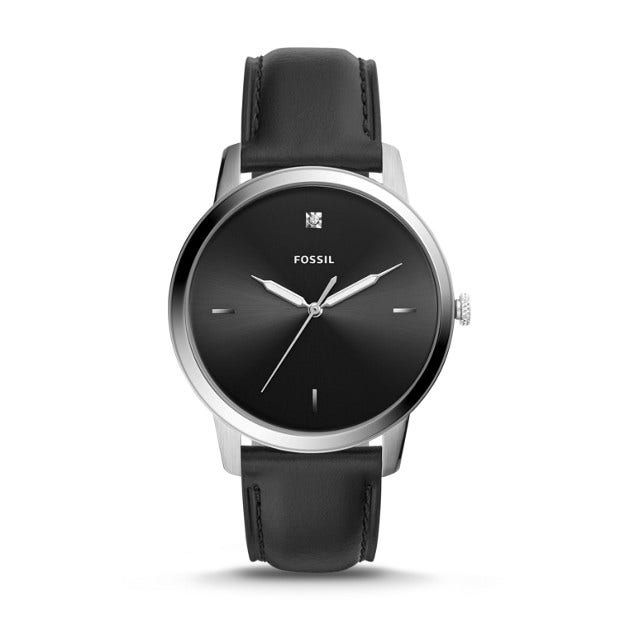 Fossil Men's Minimalist Carbon Series Analog Watch with Black Leather Band in Stainless Steel - FS5497