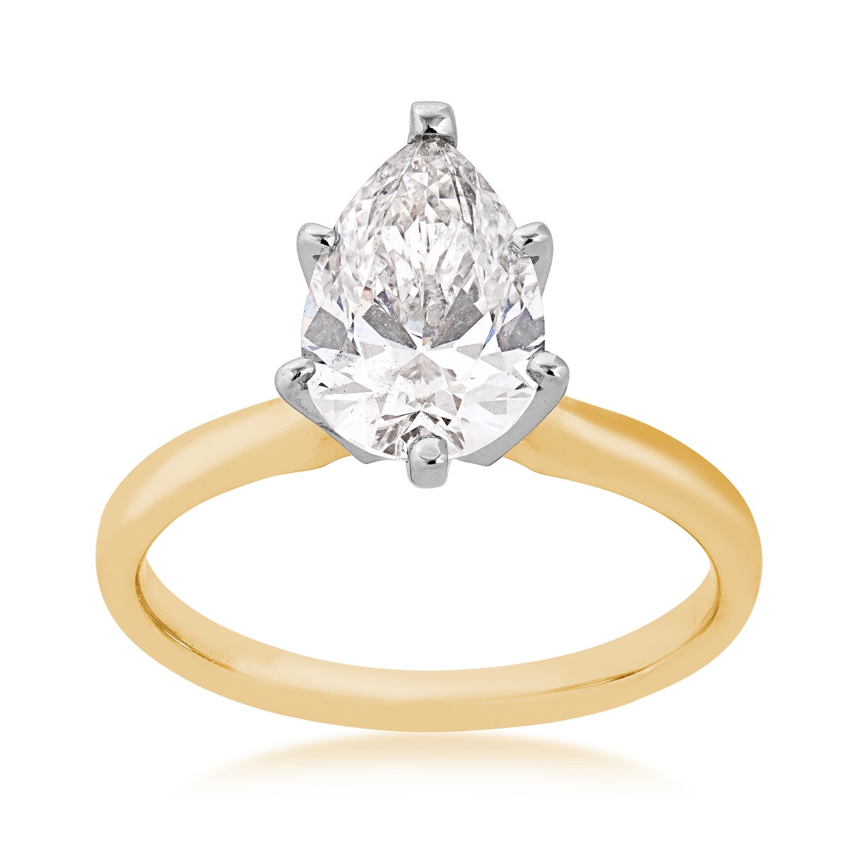 14K yellow and white gold Adamante 2 ct. tw. lab-grown pear diamond solitaire engagement ring