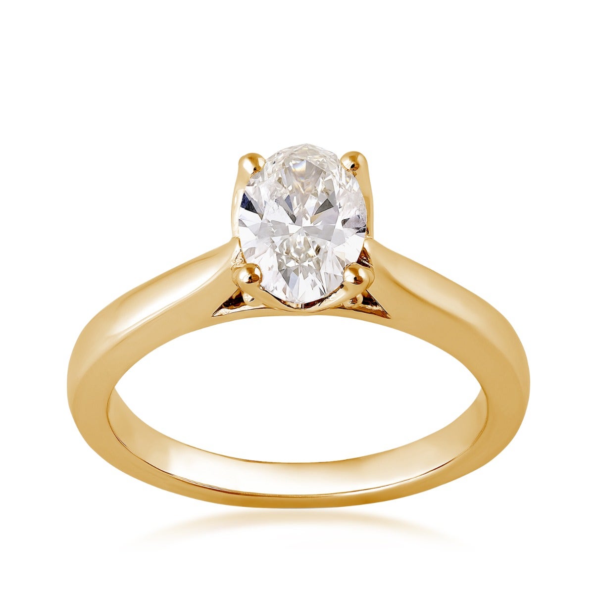 14K yellow gold Adamante 1-1/4 ct. tw. lab-grown oval diamond solitaire engagement ring