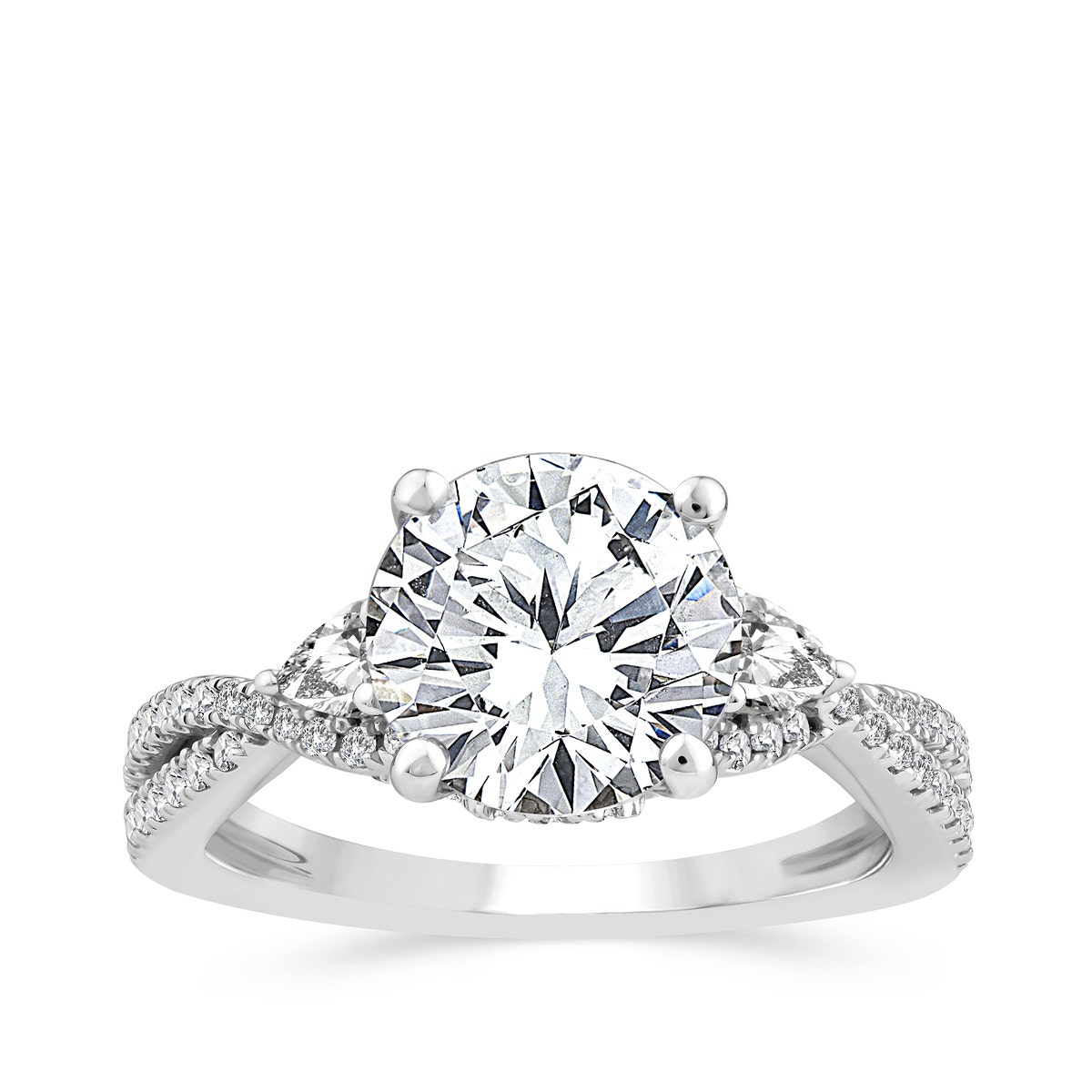18K white gold Above Love 3-1/3 ct. tw. lab-grown round brilliant diamond twist engagement ring