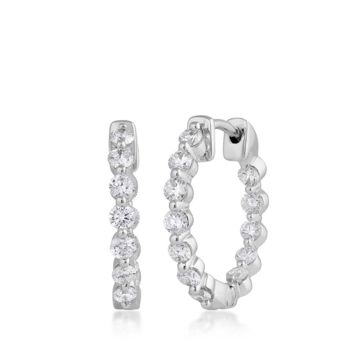 10K white gold Adamante 1 ct. tw. lab-grown diamond inside out hoop earrings
