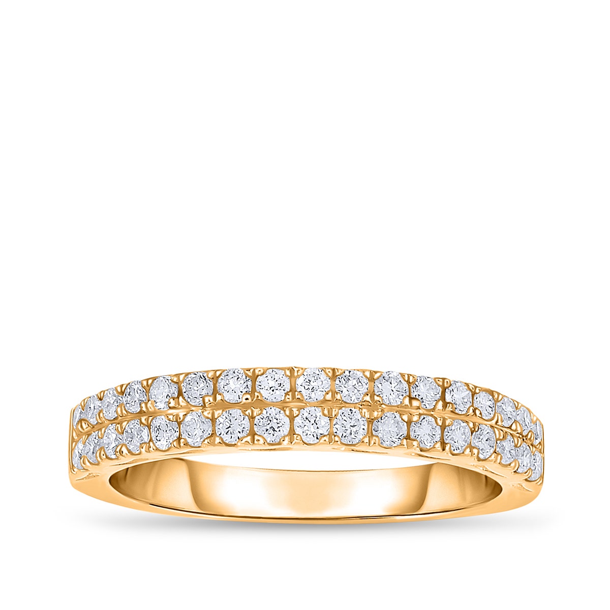 10K yellow gold 1/2 ct. tw. diamond double row anniversary ring