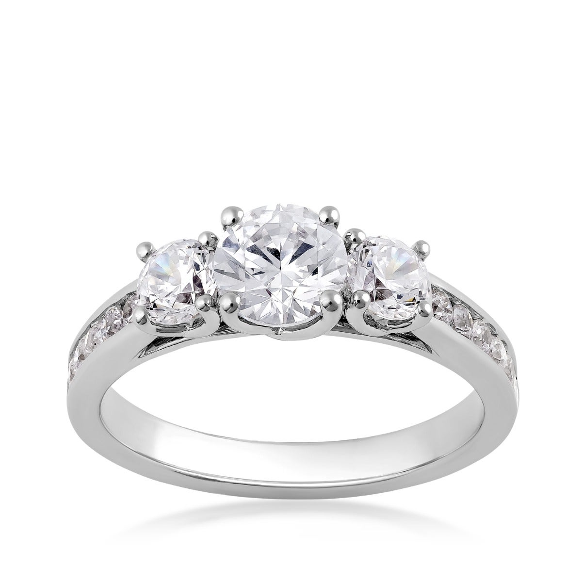 14K white gold Adamante 1-1/2 ct. tw. lab-grown round brilliant 3 stone diamond engagement ring