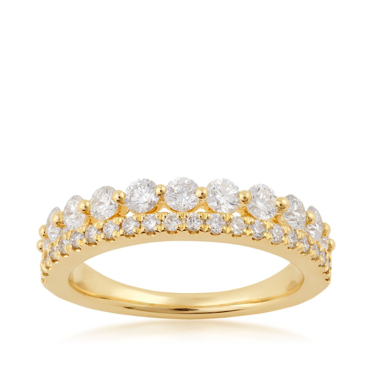 14K yellow gold 1 ct. tw. diamond two row anniversary ring