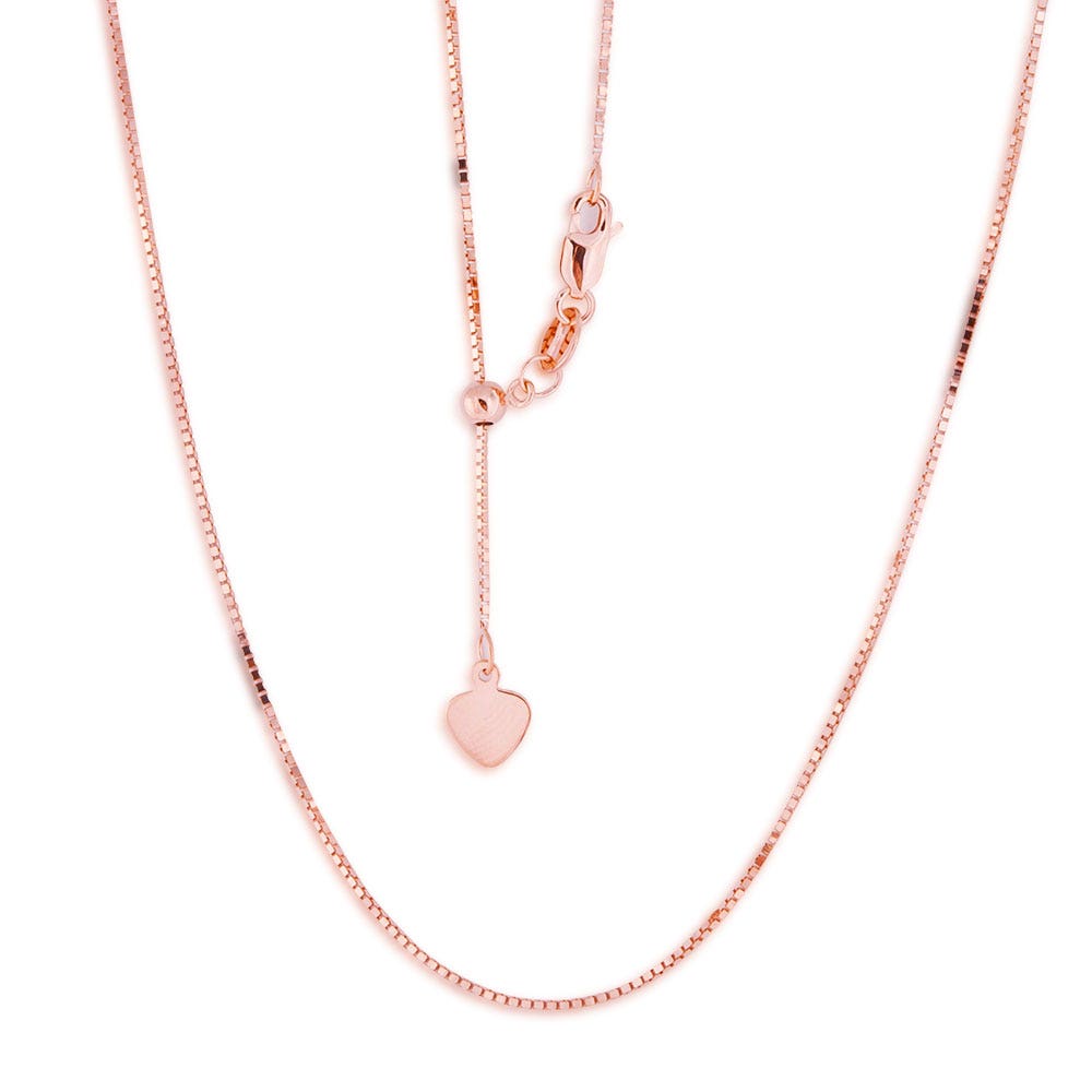 .5mm 22" Adjustable Box Chain in 14K Pink Gold
