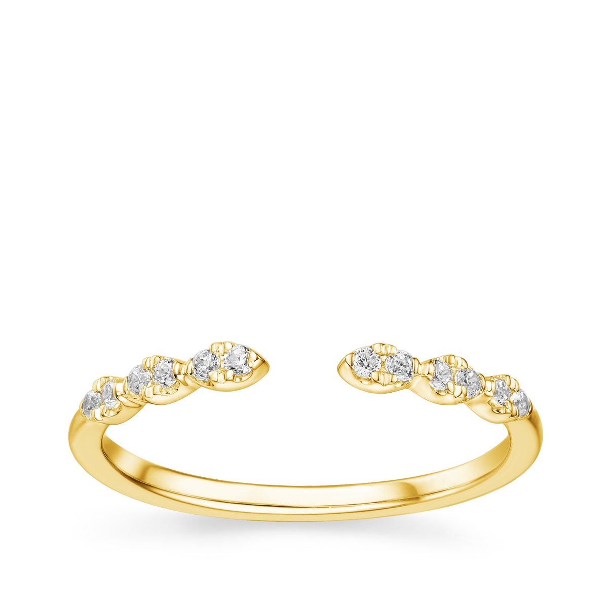1/8 ct. tw. Round Diamond Scalloped Open Wedding Ring in 14K Yellow Gold