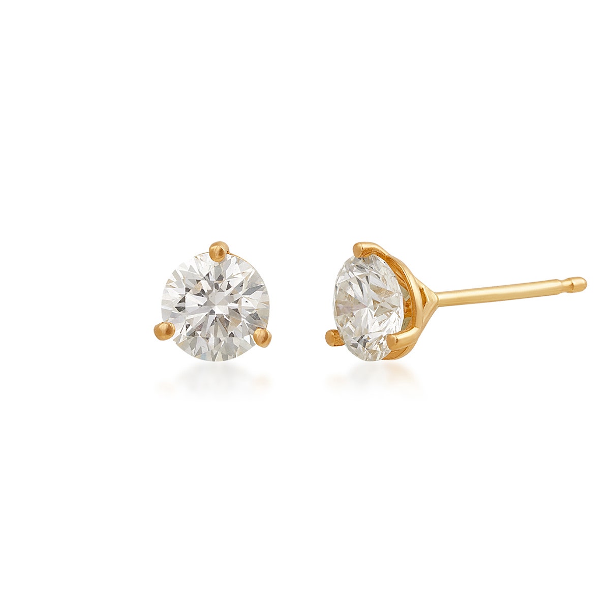 1-1/2 ct. tw. Lab-Grown Round Brilliant Diamond Solitaire Earrings in 14K Yellow Gold